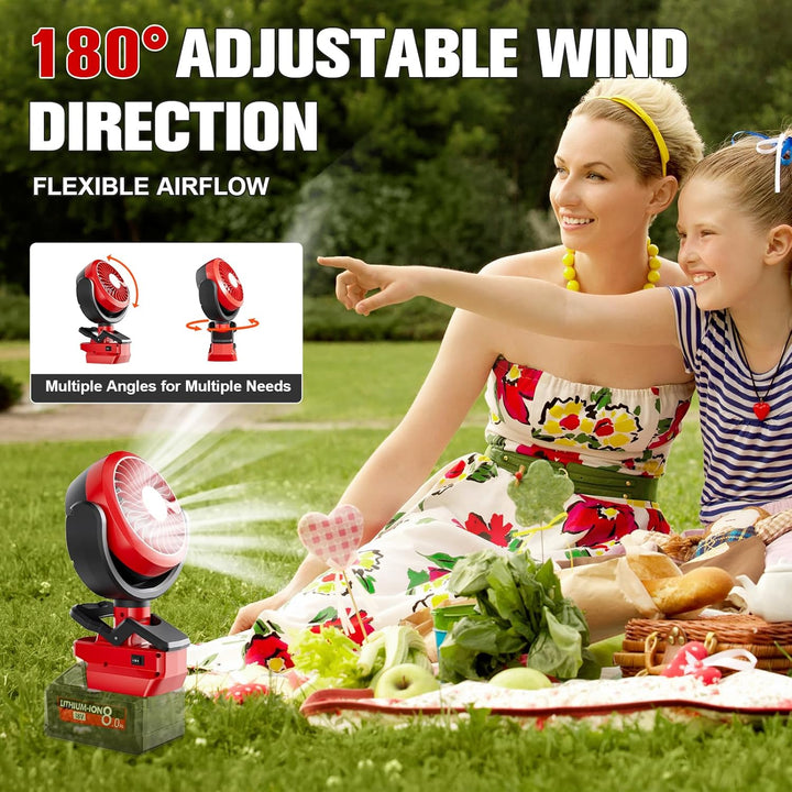 M18 Akku Clip-Ventilator für Milwaukee 18V Kabelloser Lüfter Ventilator 180°C schwenkbarer Kopf und