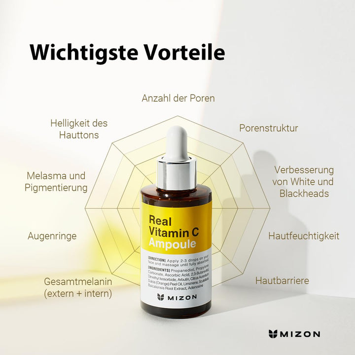 [MIZON] REAL VITAMIN C AMPOULE (30ml) Korean Skincare - Serum - Reines Vitamin C - Ohne Wasserzusatz