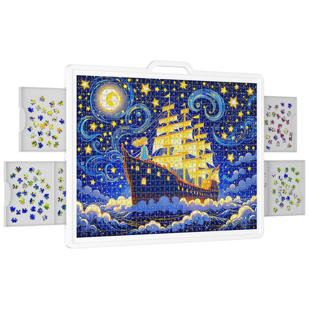 Lifewit 1500 PCS Drehbares Puzzlebrett mit 4 Schubladen, Kippwinkel Puzzleplatte, Tragbarer Puzzleti