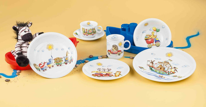 Seltmann Weiden Compact Kindergeschirrset 5-teilig, Teller-Set Schale und Becher für Kinder, Kinders