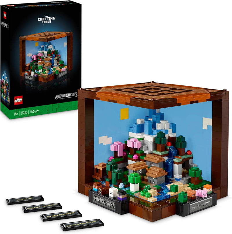 LEGO Minecraft Die Werkbank Bauset, Videospiel-Set mit 8 Figuren, darunter Steve, Alex, Kreaturen un