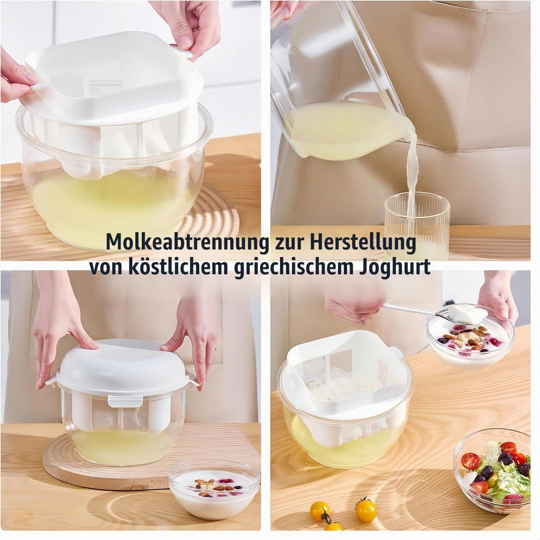 Feine Filtersiebe Joghurt Sieb mit Deckel,Wiederverwendbarer Joghurt Molke Separator,3000ml Griechis