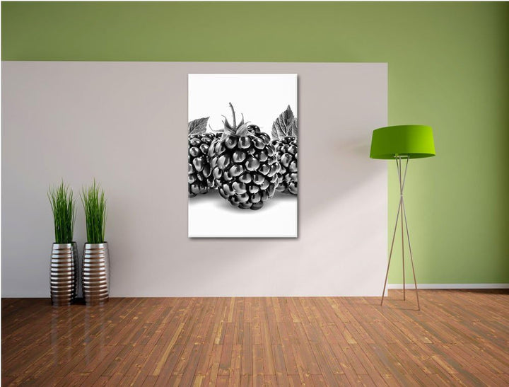 Pixxprint Leckere Brombeeren als Leinwandbild | Grösse: 100x70 | Wandbild| Kunstdruck | fertig bespa