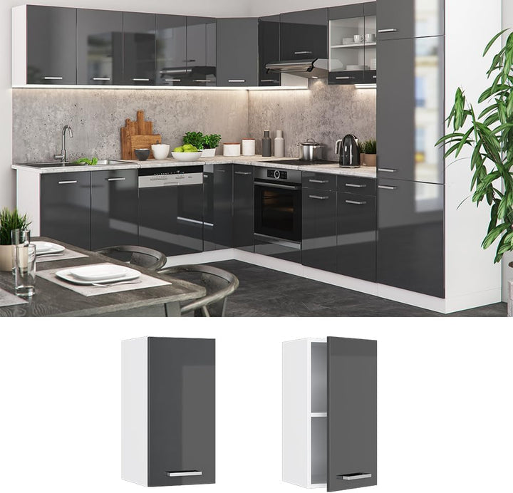 Vicco Hängeschrank R-Line, Anthrazit Hochglanz/Weiss, 30 cm Anthrazit Hochglanz Hängeschrank 30cm, A