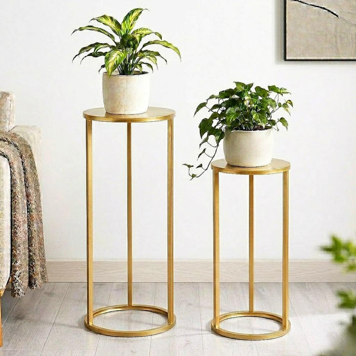 DanDiBo Blumenhocker Metall Gold Rund Blumenständer Beistelltisch 96510 2er Set Blumensäule Modern P