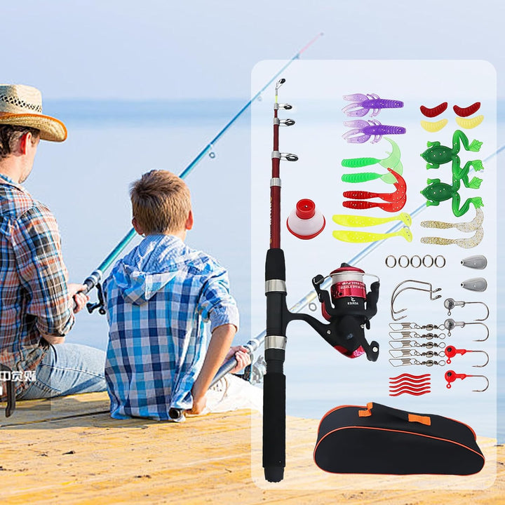 Angelset Für Kinder, 1.5M Kinderangel Starter Set, Teleskopangel, Angel Zubehör Mit Angelschnur, Ang