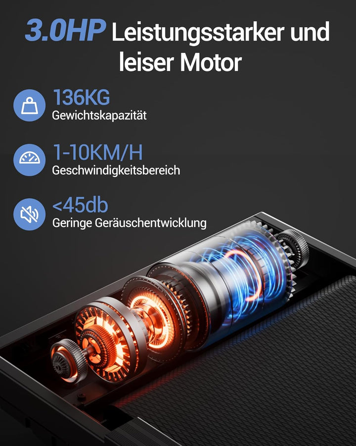 UMAY Laufband für Zuhause Klappbar mit Steigung 16%, 10KM/H Walking Pad Klappbar mit Steigung, Fernb