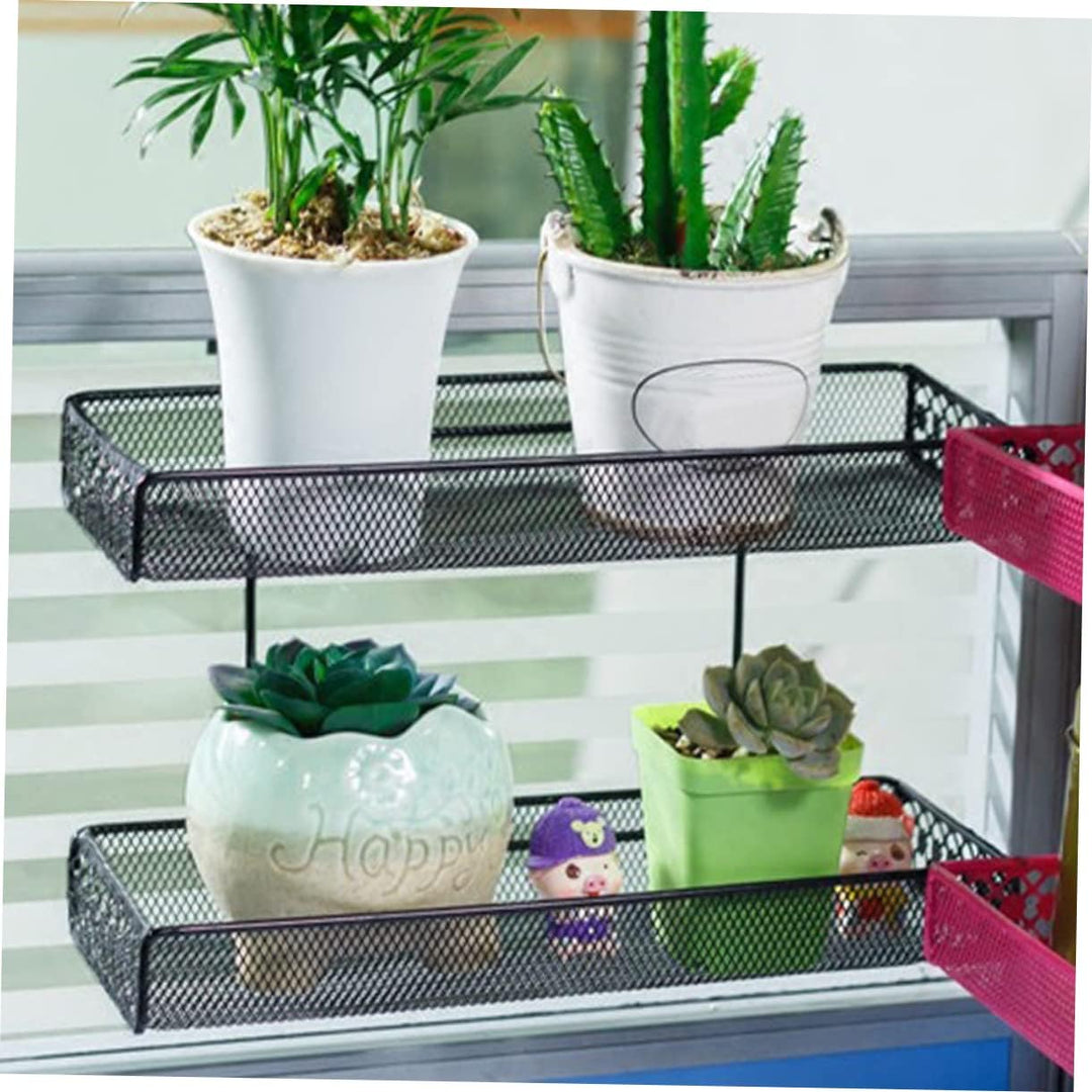 Happyyami Balkon Pflanzenhänger Blumentopfhalter Zweischichtig Schwarz Hängeregal Für Fensterbank Un