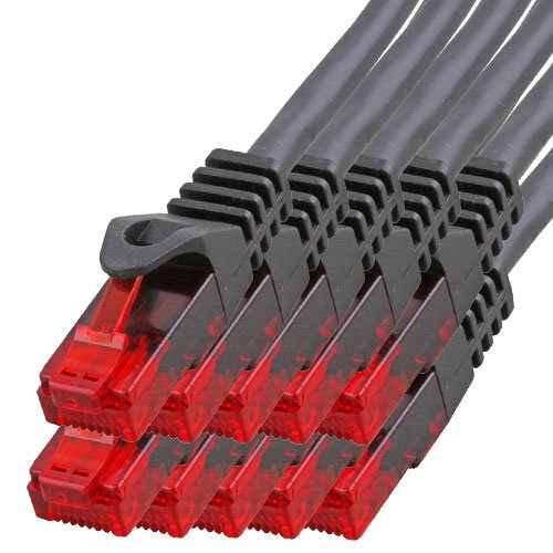 BIGtec - 10 Stück - 10m Gigabit Netzwerkkabel Patchkabel Ethernet LAN DSL Patch Kabel schwarz (2x RJ