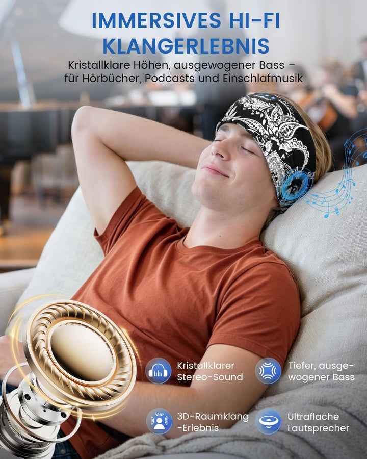 MUSICOZY Schlafkopfhörer Bluetooth 5.4, Bequem &amp; Ultraleicht Stirnband kopfhörer zum Schlafen mit Hi