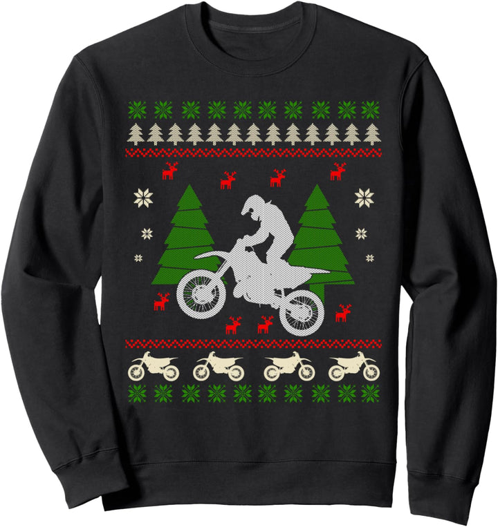 Ugly Christmas Weihnachtsfeier Dirtbike Motiv Sweatshirt