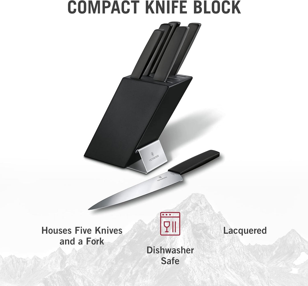 Swiss Modern Messerblock, 6-teilig, schwarz, Buchenholz schwarz, Schwarz