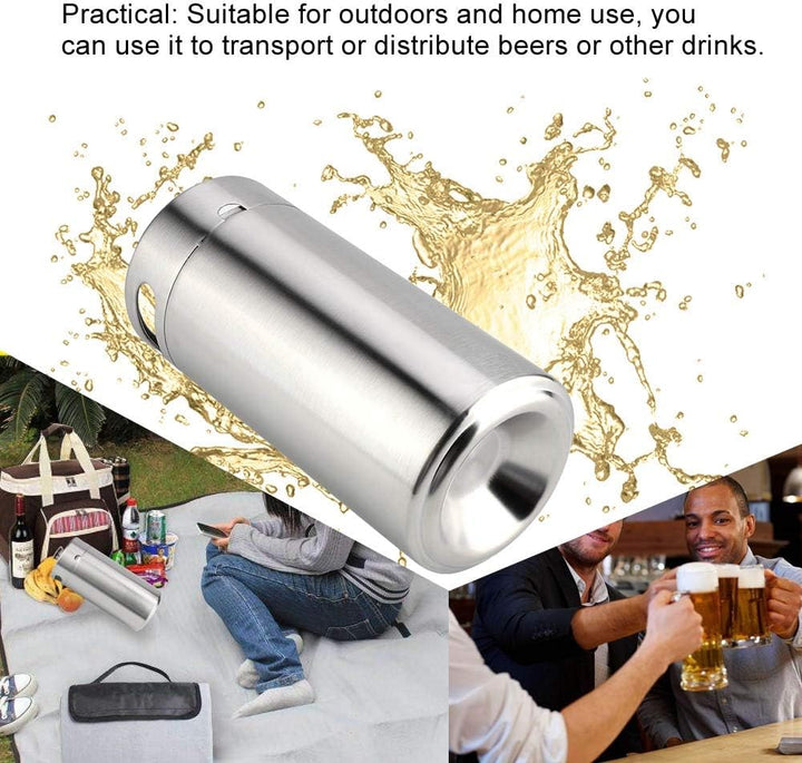 Mini-Bierfass aus Edelstahl, 4 l, mit Spiraldeckel, tragbares Bierfass für Zuhause, Hotel-Zubehör