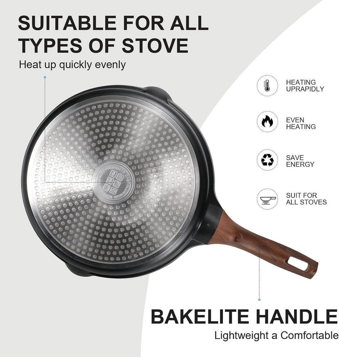 ZUOFENG Antihaft Pfanne Bratpfanne mit Deckel Beschichtet 28cm, Granit Pfannen Nonstick Frying Pan,