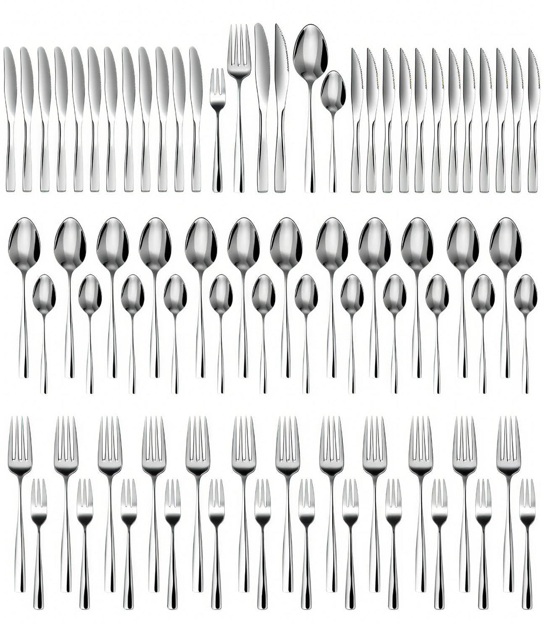 Besteck Set 12 Personen, 72 Teilig Essbesteck Set mit Steakmesser, Elegantes Essbesteck, mit Messer