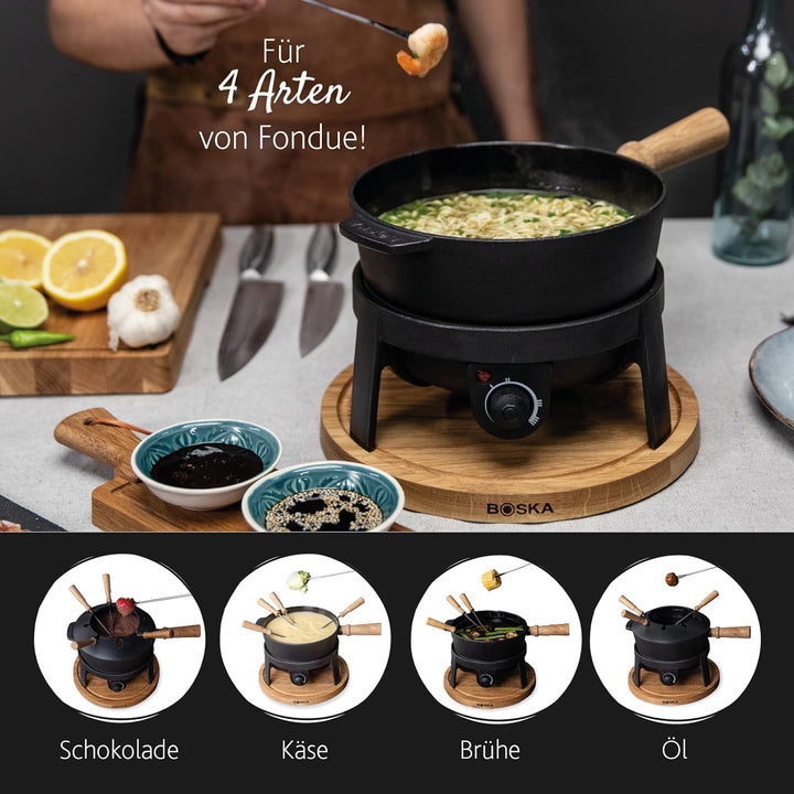 Boska Elektrisches Fondueset Pro 2,2L - Käsefondue - Für 8 personen - Topf set - Edelstahl - Extrala