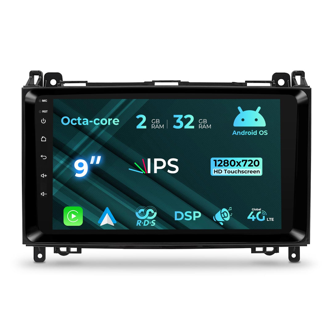 Android 12 Autoradio Kompatibel mit Mercedes vito w639 W169 W245 W639 mit Carplay Android Auto,9 Zol