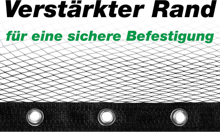 Abdecknetz (6x10m) schwarz mit Erdspiessen | feinmaschig (10x10mm) mit stabilem Rand | Teichabdeckun