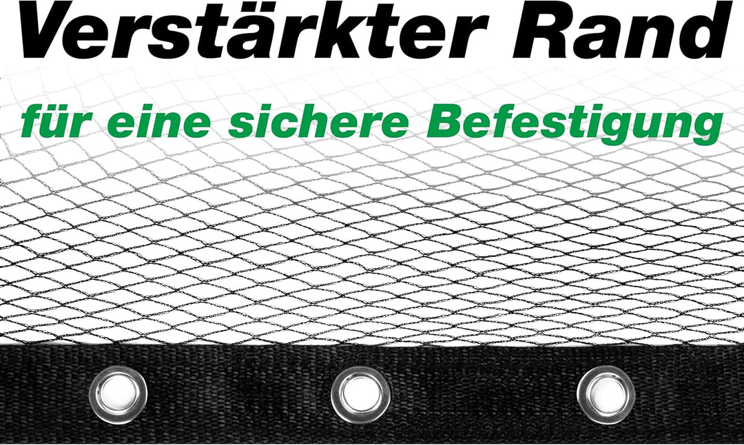 Abdecknetz (3x4m) schwarz mit Erdspiessen | feinmaschig (10x10mm) mit stabilem Rand | Teichabdeckung
