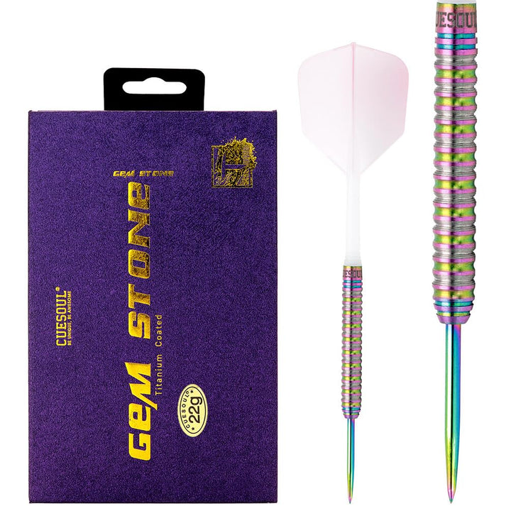 CUESOUL PINK/BLAU/GRÜN GEM Stone 21g/22g Stahlspitze 90% Tungsten Dart Set mit Uniformity Titanium C