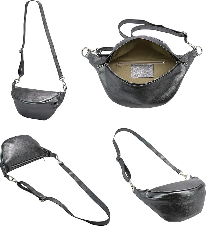 SH Leder ® echt Leder Hüfttasche Damen Herren Unisex Gürteltasche für Festival Reise Bauchtasche mit