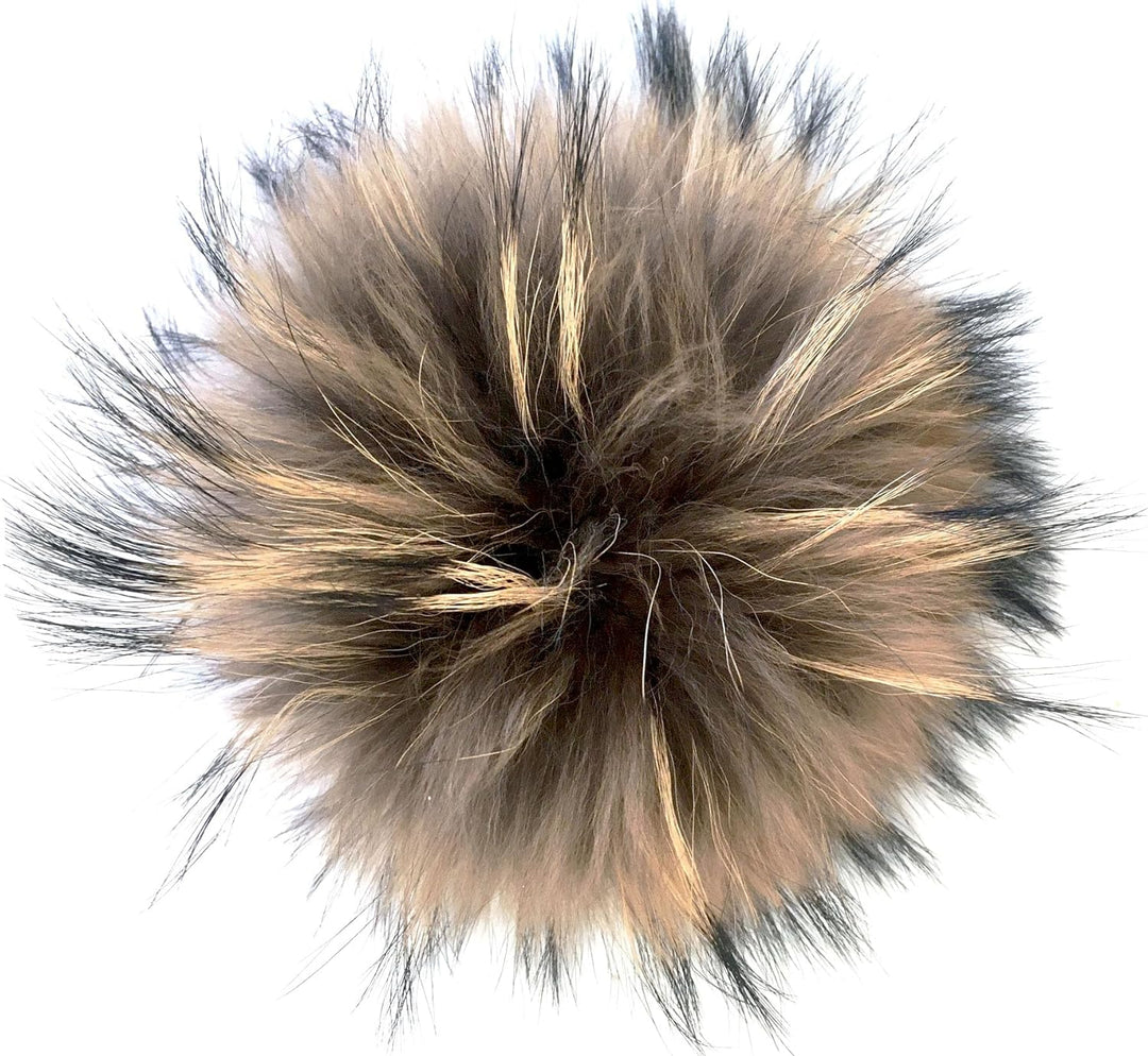 FISH IN THE SEA Premium Echtfell Bommel XL 17-19cm Fellbommel mit Druckknopf in Schwarz leicht zum A