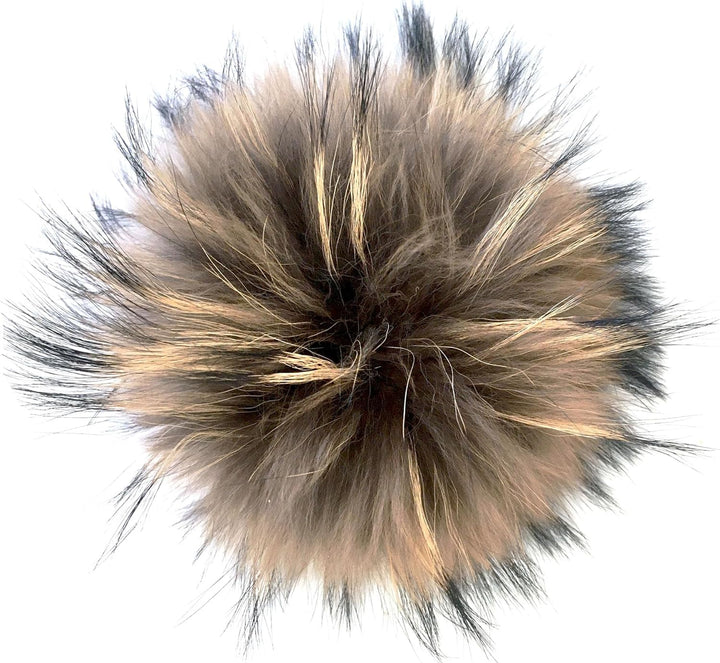 FISH IN THE SEA Premium Echtfell Bommel XL 17-19cm Fellbommel mit Druckknopf in Schwarz leicht zum A