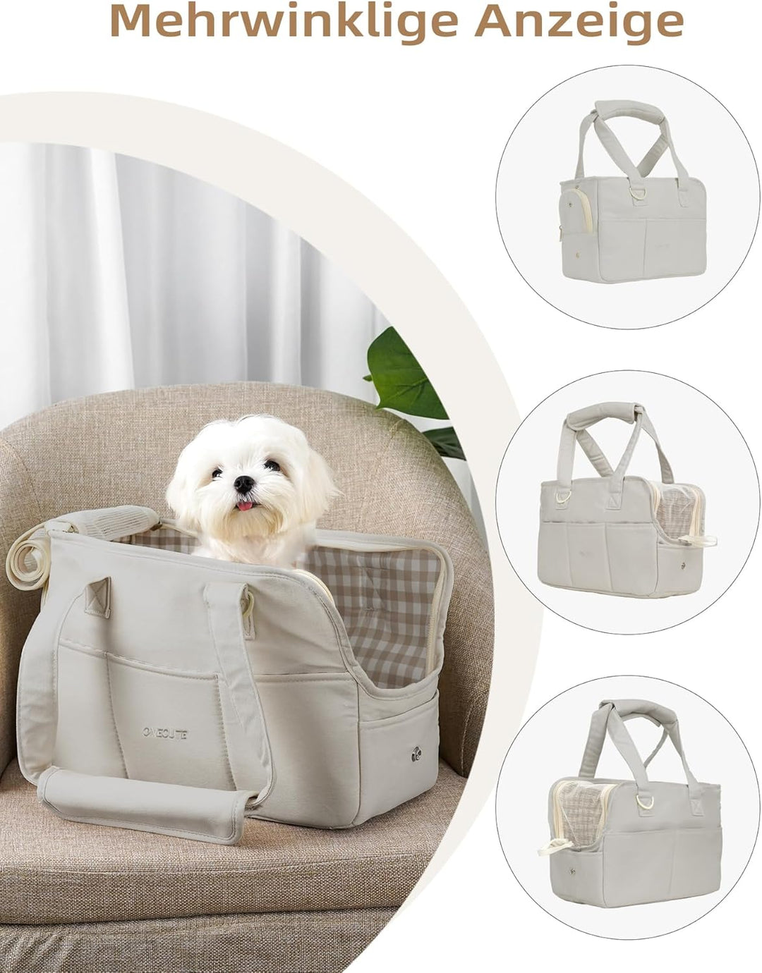 ONECUTE Hundetrage für kleine Hunde Kaninchen Katze mit grossen Taschen, Baumwolltasche, Hundetrage