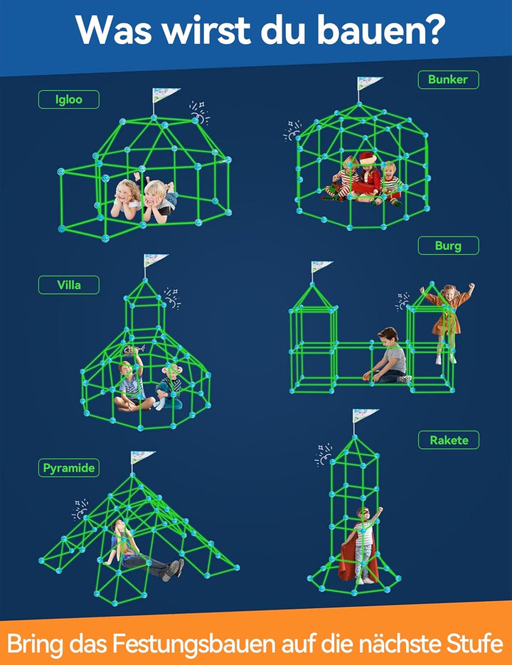 besrey Höhle Bauen Kinder – 144PCS Konstruktionsspielzeug mit Wurfspiel, Kinder Höhle, Outdoor Garte