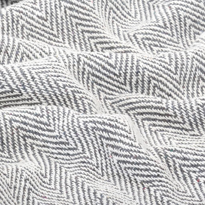 vidaXL Überwurf Baumwolle Fischgrätmuster 125x150cm Grau Tagesdecke Decke 125 x 150 cm Grau, 125 x 1