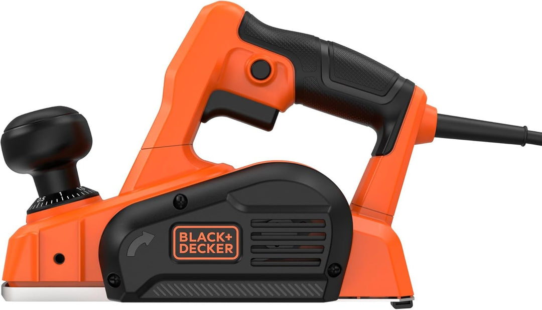 Black+Decker 710W Elektrohobel BEW712 (sehr kompakter Hobel, bis zu 2mm Spantiefe, 11mm Falztiefe, 8