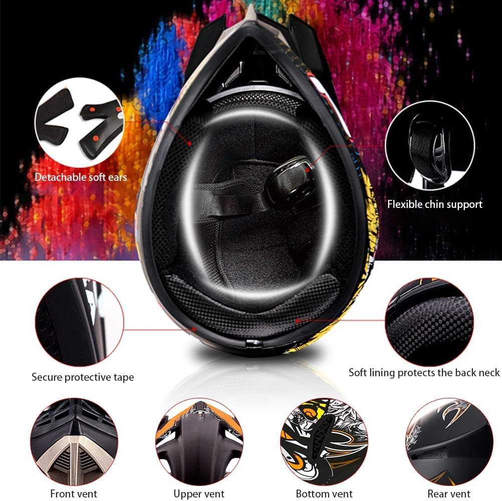 Bonbela Helm Professioneller Motocross Helm Kinder Erwachsene Motocross Dirt Bike Offroad Motorradhe
