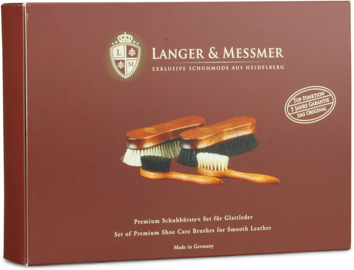 Langer &amp; Messmer 4er-Set Premium Schuhbürsten | Polierbürsten aus Rosshaar - noch dichter besteckt f
