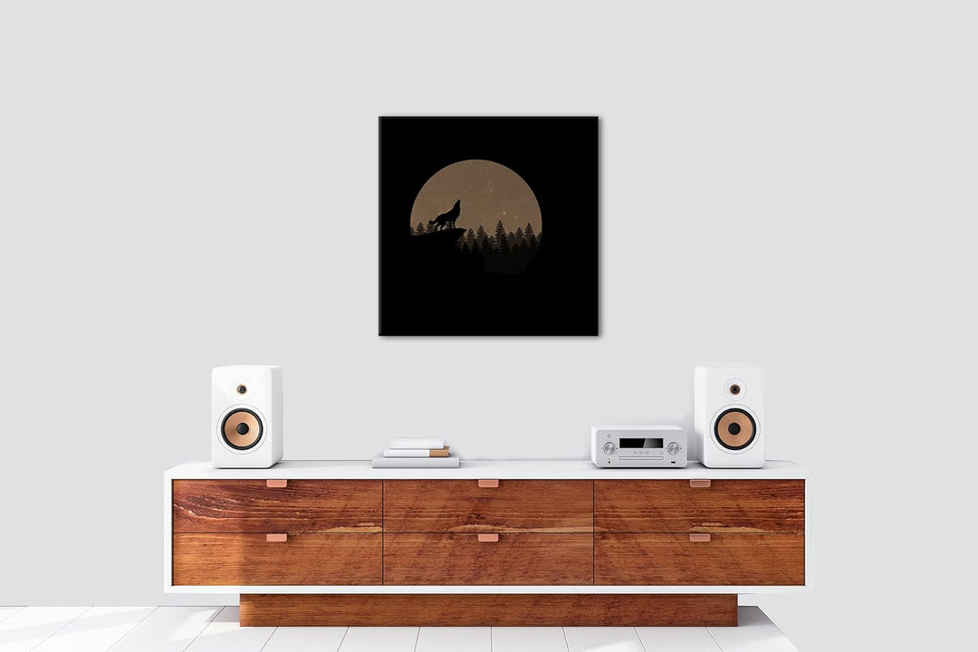 deyoli düsterer einsamer Wolf Format: 60x60 Effekt: Sepia als Leinwandbild, Motiv fertig gerahmt auf