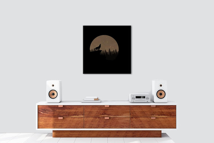 deyoli düsterer einsamer Wolf Format: 60x60 Effekt: Sepia als Leinwandbild, Motiv fertig gerahmt auf
