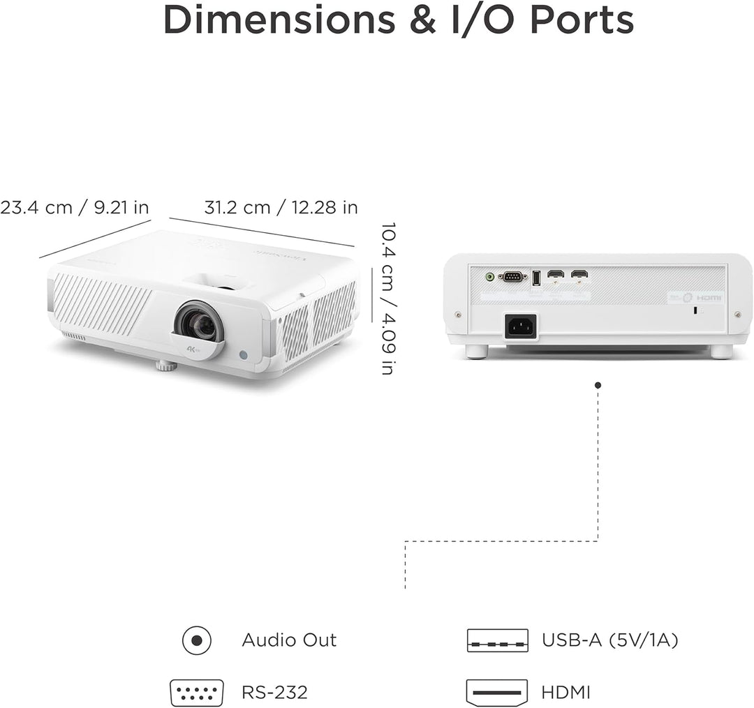 ViewSonic LX750-4K Echter 4K Beamer mit Integriertem Google TV, 4000 ANSI Lumen, HDR & HLG, 1.3X Opt
