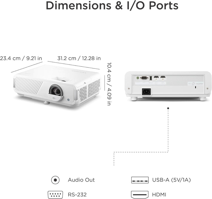 ViewSonic LX750-4K Echter 4K Beamer mit Integriertem Google TV, 4000 ANSI Lumen, HDR & HLG, 1.3X Opt