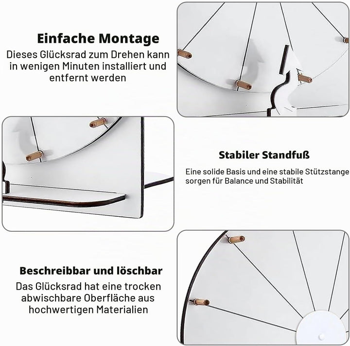 Glücksrad Zum Drehen, 29 Cm Hölzernes Glücksrad, Glücksrad Zum Selbstgestalten Mit Radiergummi Marki