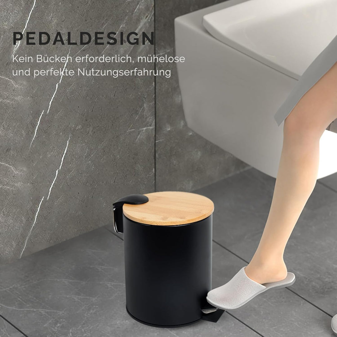 5L Kosmetikeimer Metall, Badezimmer Mülleimer mit deckel, Mülleimer Bad mit Absenkautomatik (Soft Cl