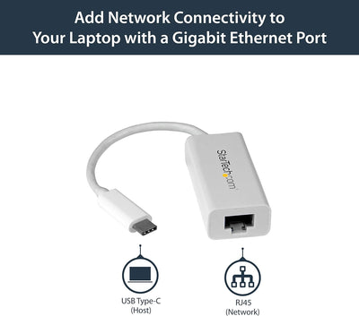 StarTech.com USB-C auf Gigabit Ethernet Adapter - Weiss - Thunderbolt 3 kompatibel - Windows & Mac -