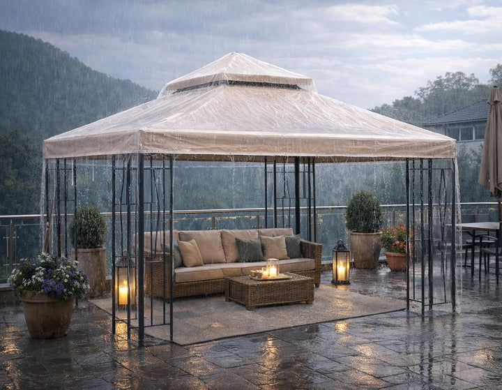 QUICK STAR Pavillon Schutzhaube 3x3m für DOPPELDACH Wasserdicht Transparent 3 x 3 m für Doppeldach,