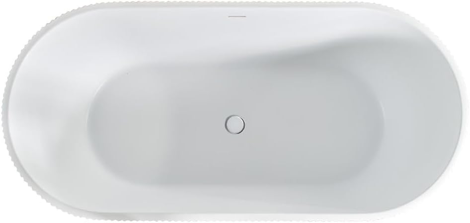 Belvit Rondo Freistehende Design Badewanne 170 x 80 cm, ovale Acryl Wanne mattweiss doppelwandig mit