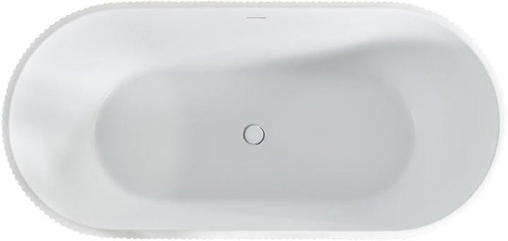 Belvit Rondo Freistehende Design Badewanne 170 x 80 cm, ovale Acryl Wanne mattweiss doppelwandig mit