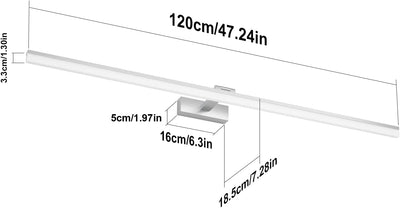 Klighten Led Spiegelleuchte Badezimmer 32W 1820LM Kaltes Weiss 6000K, 180° Rotation, IP44 Wasserdich