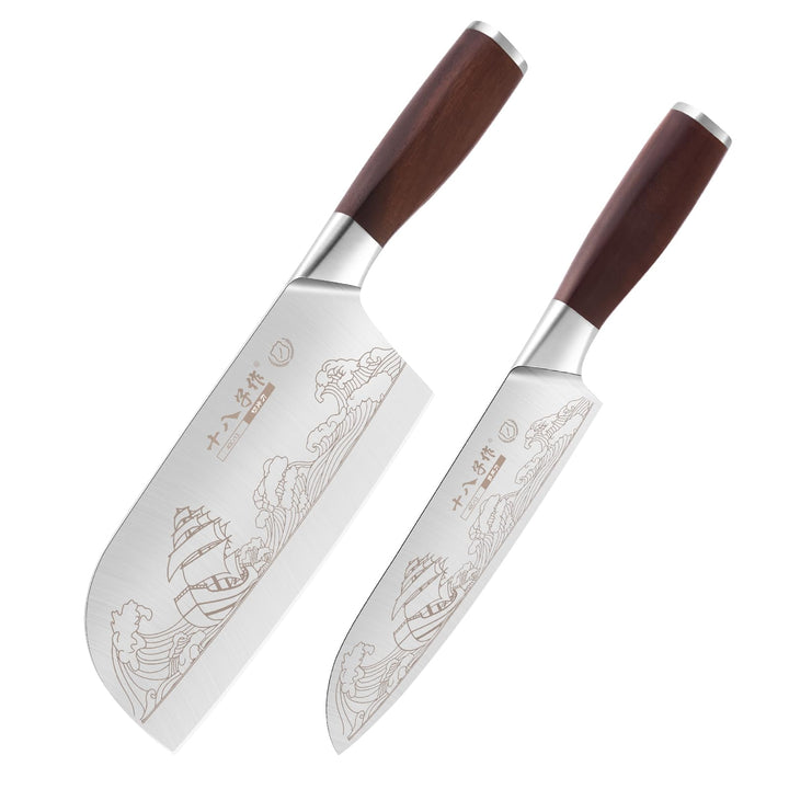 SHI BA ZI ZUO Küchenmesser Set, Chinesisches Kochmesser und Kochmesser Silber-yzh008, Silber-yzh008