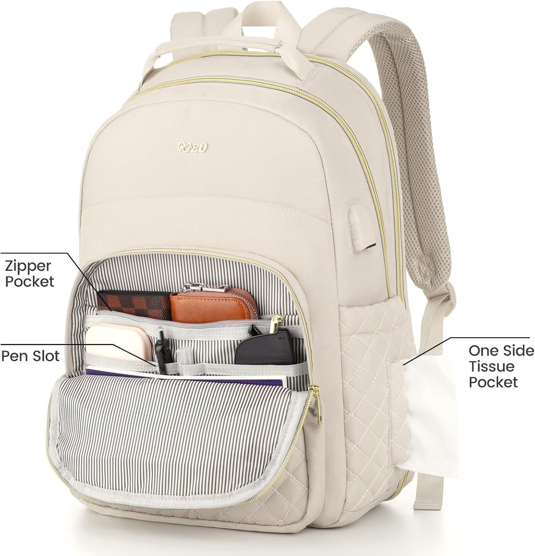 RJEU Rucksack Damen Laptop Tasche 15,6 Zoll,Modern Schulranzen Rucksack Schule Teenager Mädchen,Lehr
