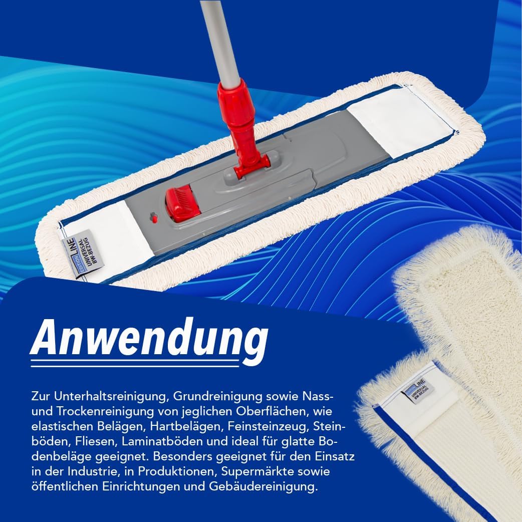 Baumwollmopp Wischbezug 40cm, weiss - Ersatzbezug für Bodenwischer - Wischmopp Bezug für alle gängig