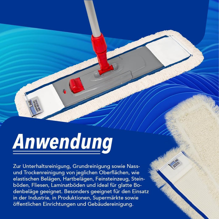Baumwollmopp Wischbezug 50cm, weiss - Ersatzbezug für Bodenwischer - Wischmopp Bezug für alle gängig