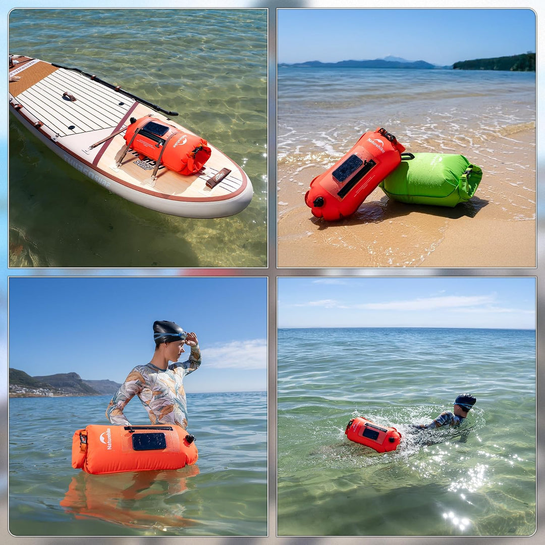 Naturehike 18L Schwimmboje Zwei Airbags Swim Boje Trockensack wasserdichte Strandtasche mit Verstell
