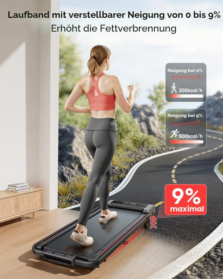 Laufband für Zuhause mit Neigung, 4 IN 1 Walking Pad, 12km/h Klappbar Laufband mit Steigung, 2.5HP U